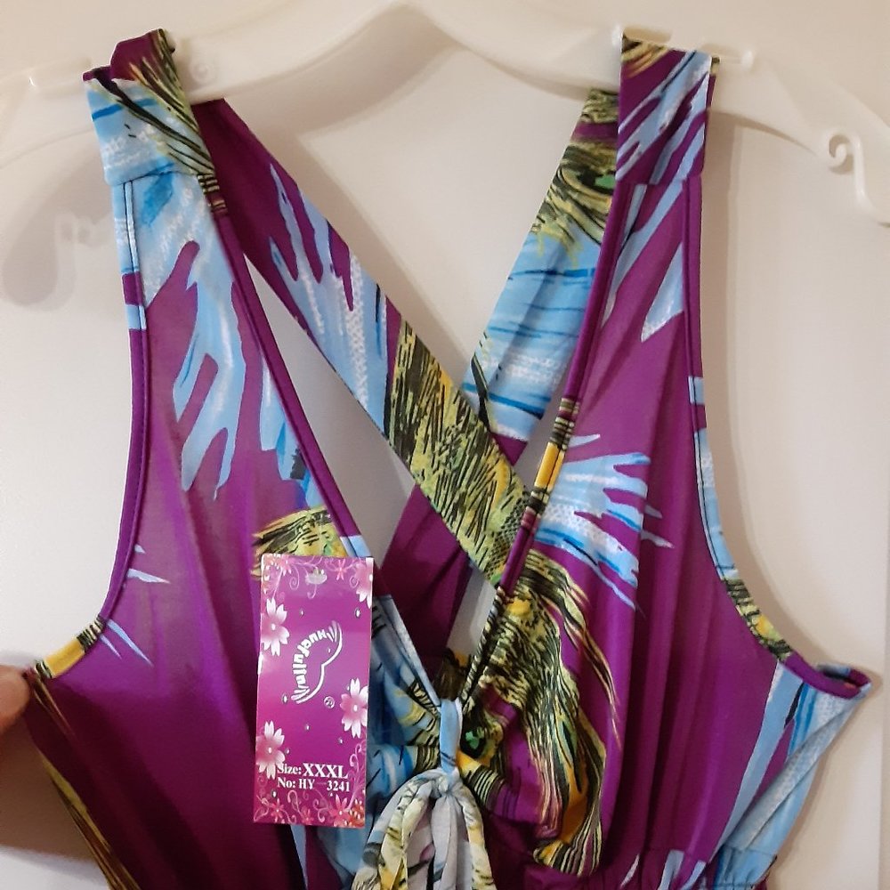 Hots-Wing Lt Blue Print on Purple "X" Maxi  XXXL